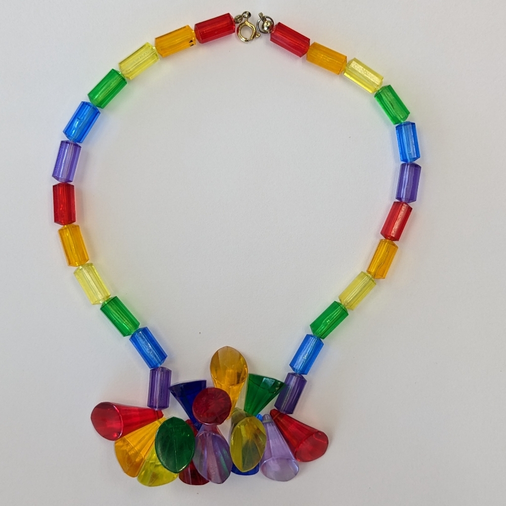 VTG RAINBOW CONE BEAD NECKLACE - Picture 5 of 11